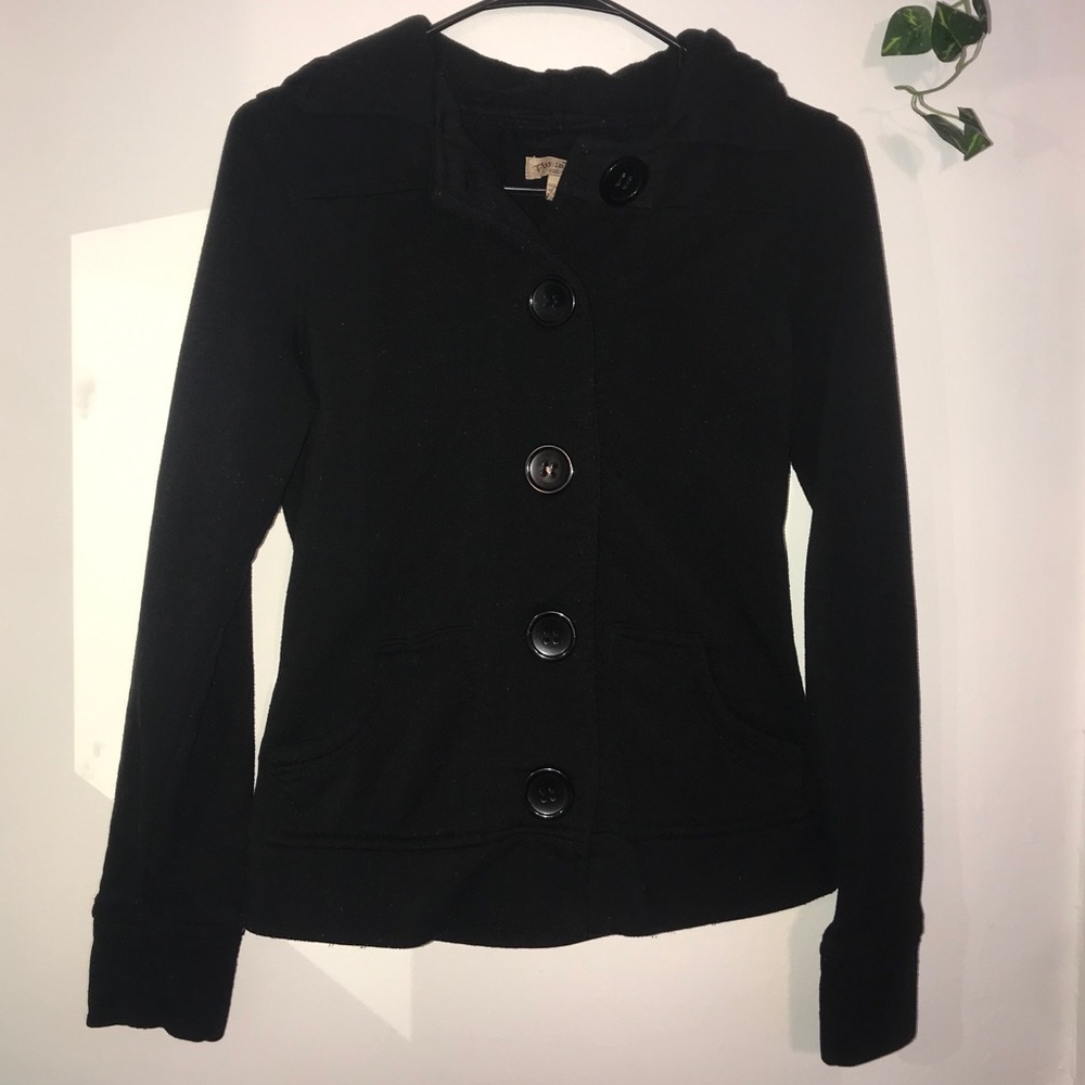 Black pea coat with hood